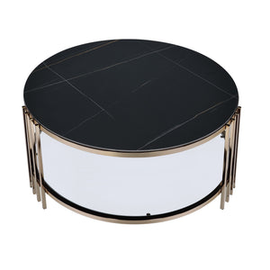 Urban Nest Abisha Sintered Stone Top Round Table with Lower Shelf - view 2
