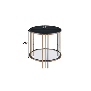 Urban Nest Abisha Sintered Stone Top Round Table with Lower Shelf - view 4