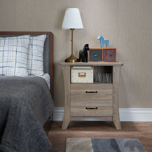 Urban Nest Accent Nightstand with Functional Storage in Light Brown