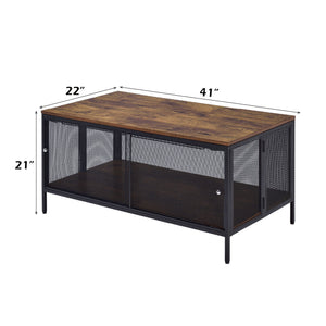 Urban Nest Antique Oak Coffee Table with Storage Compartment - view 2