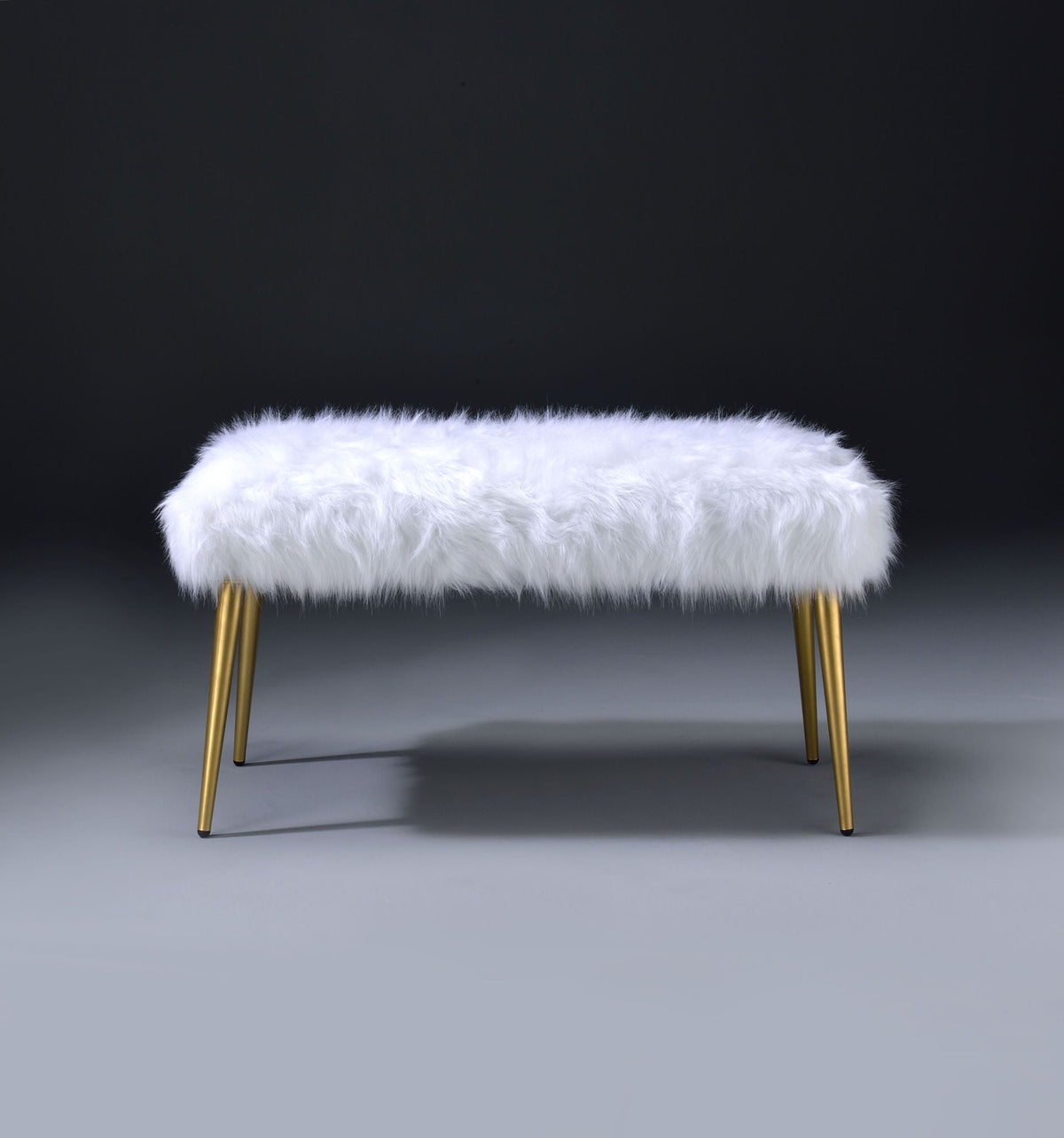 Bagley II - Faux Fur Bench - White / Gold - Best Buy Furniture