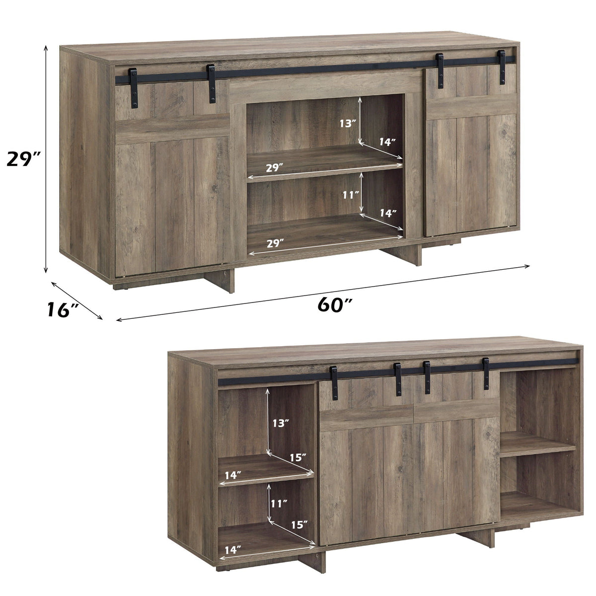 Urban Nest Bellarosa TV Stand with Sliding Barn Doors - view 3