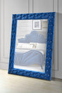 Urban Nest Blue Velvet Floor Mirror with Crystal Tufted Trim