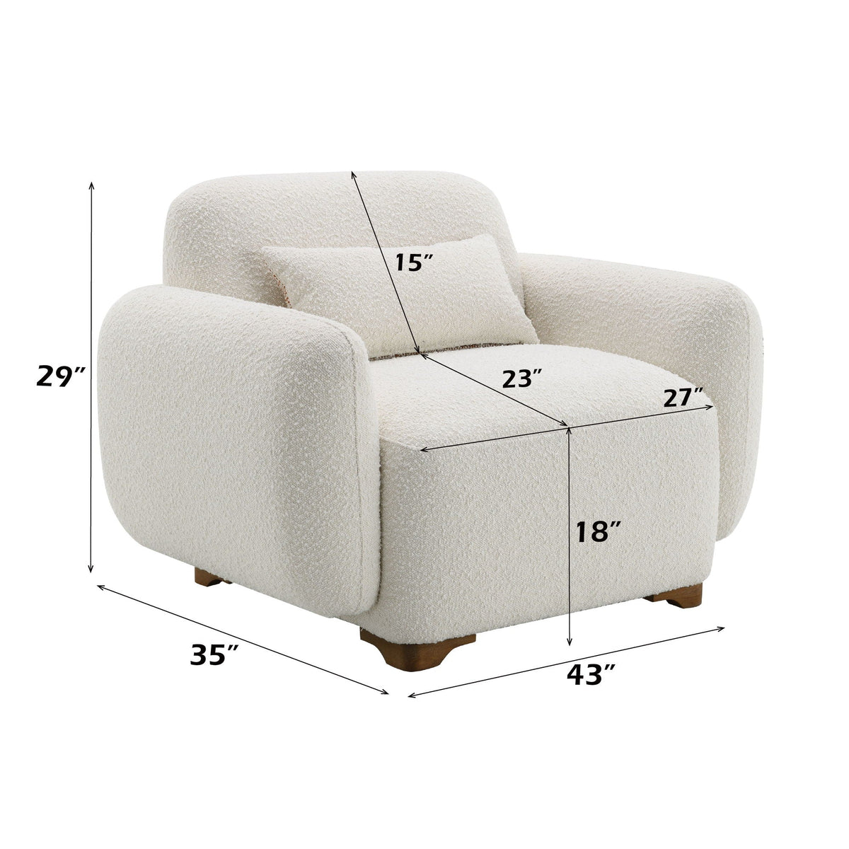 Urban Nest Boucle Accent Chair with Toss Pillow - view 2