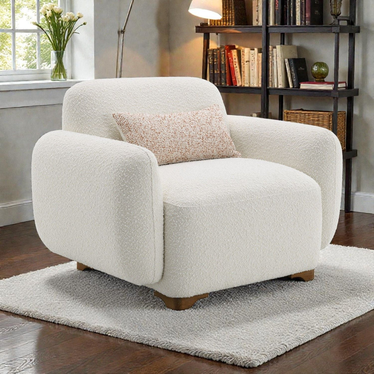Urban Nest Boucle Accent Chair with Toss Pillow - view 4