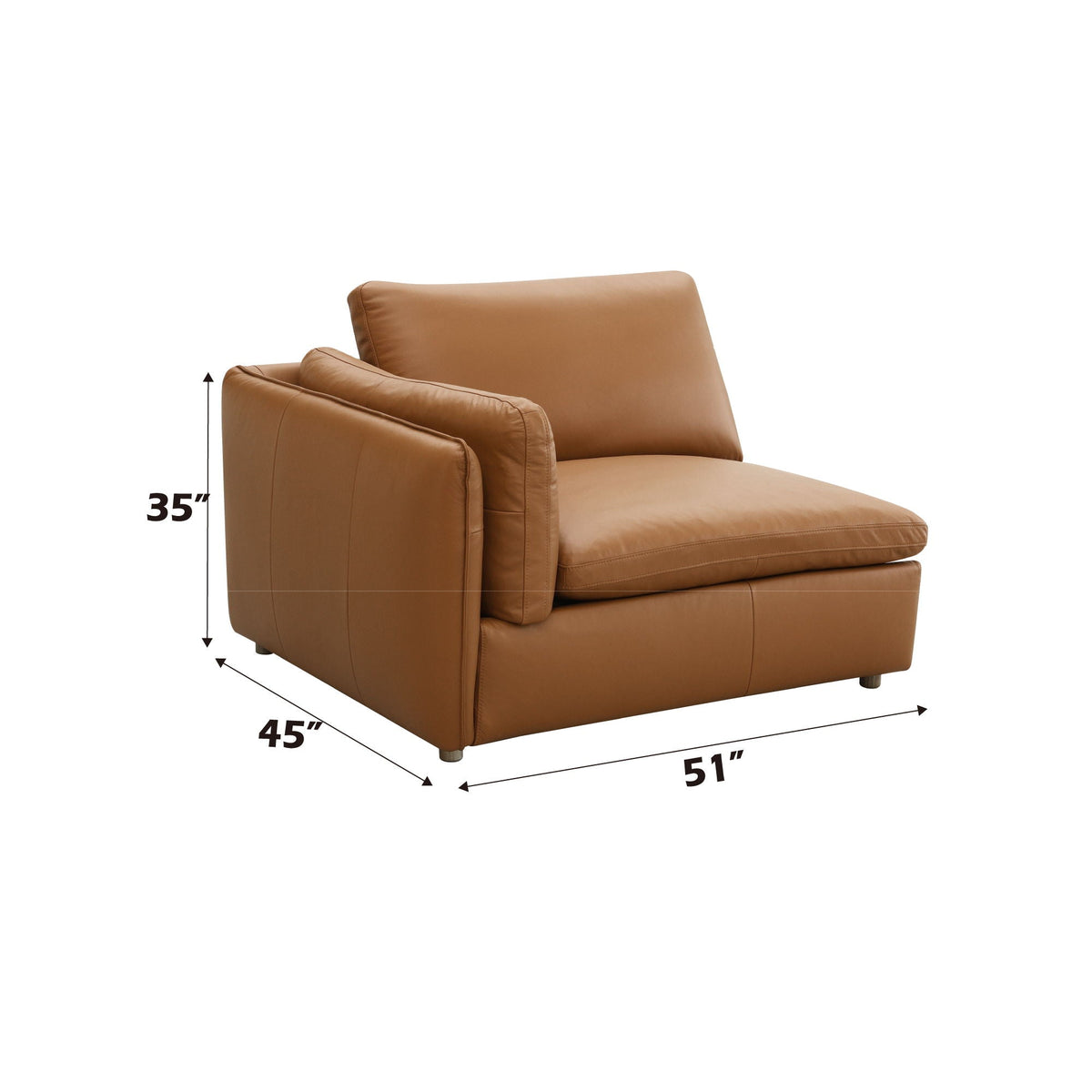 Urban Nest Brighton Top Grain Leather Modular Sectional with Ottoman