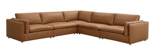 Urban Nest Brighton Top Grain Leather Modular Sectional with Ottoman - view 2