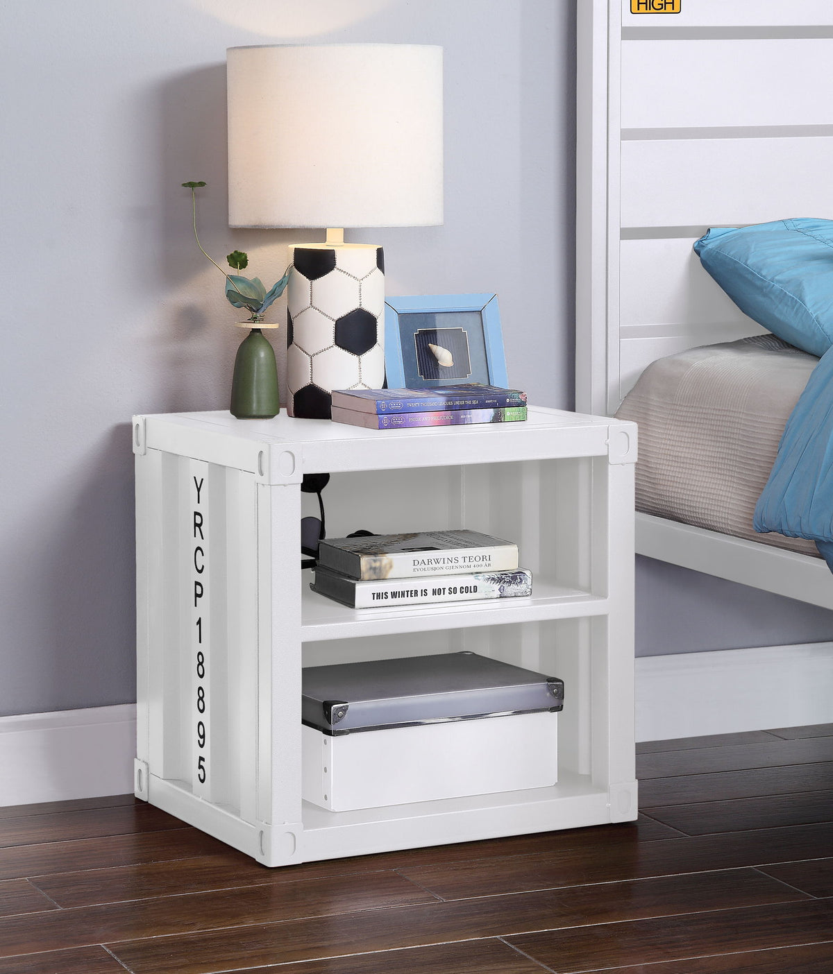 Urban Nest Cargo Nightstand With USB in White