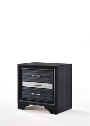 Urban Nest Chic Design Accent Nightstand with Felt-Lined Jewelry Drawer in Black