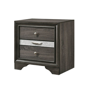 Urban Nest Chic Design Accent Nightstand with Felt-Lined Jewelry Drawer in Dark Gray