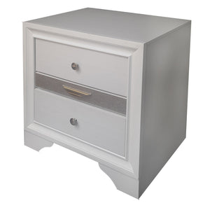Urban Nest Chic Design Accent Nightstand with Felt-Lined Jewelry Drawer in White