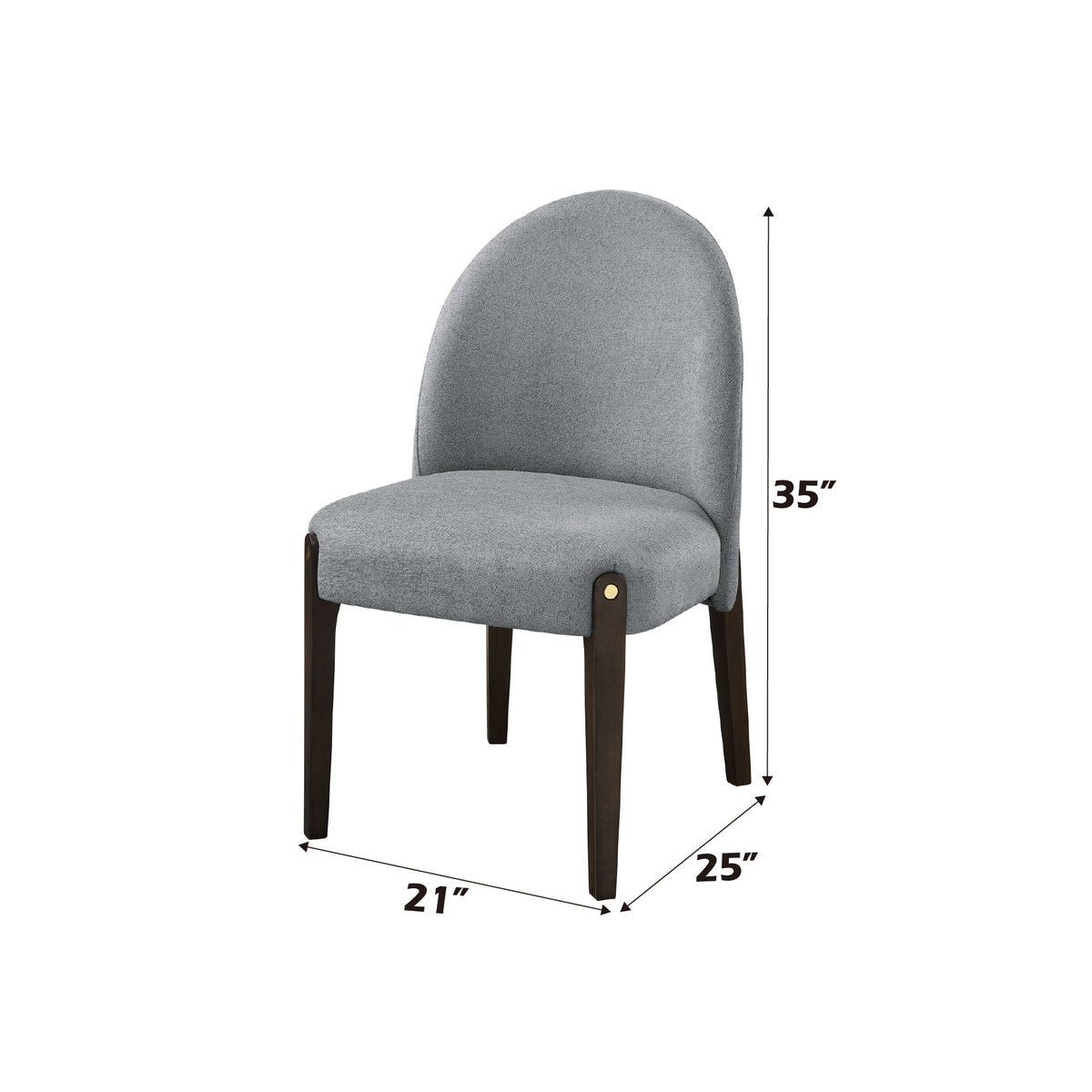 Urban Nest Clayten Gray Fabric Dining Chair Set of 2 with Espresso Finish - view 3