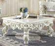 Urban Nest Elegant White Coffee Table with Sculptured Floral Legs