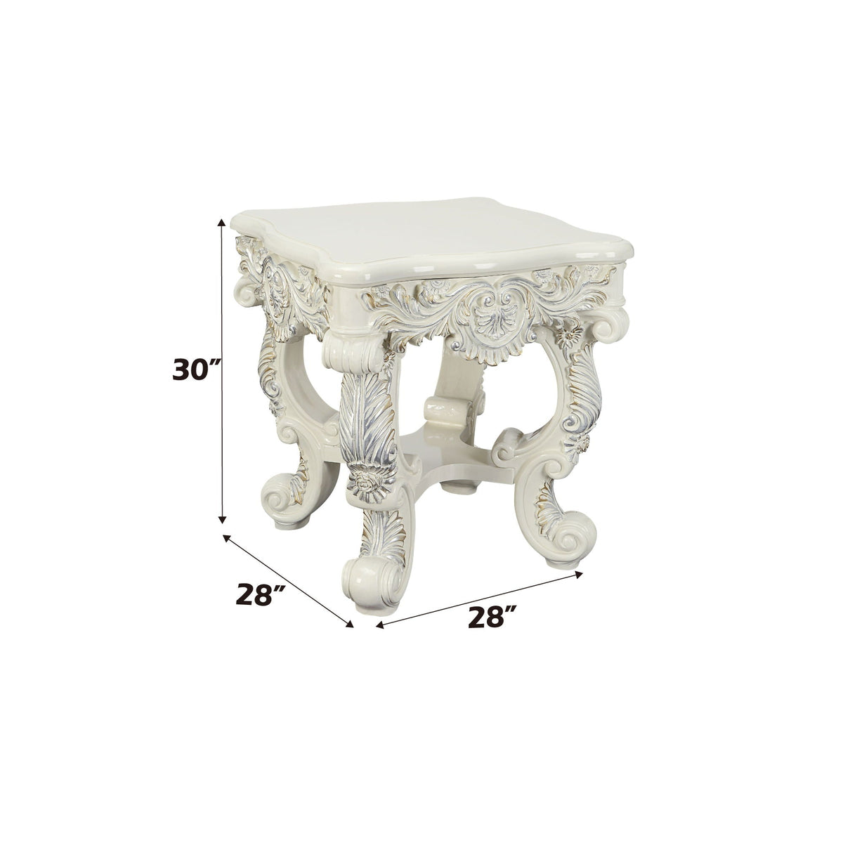 Urban Nest Elegant White Coffee Table with Sculptured Floral Legs