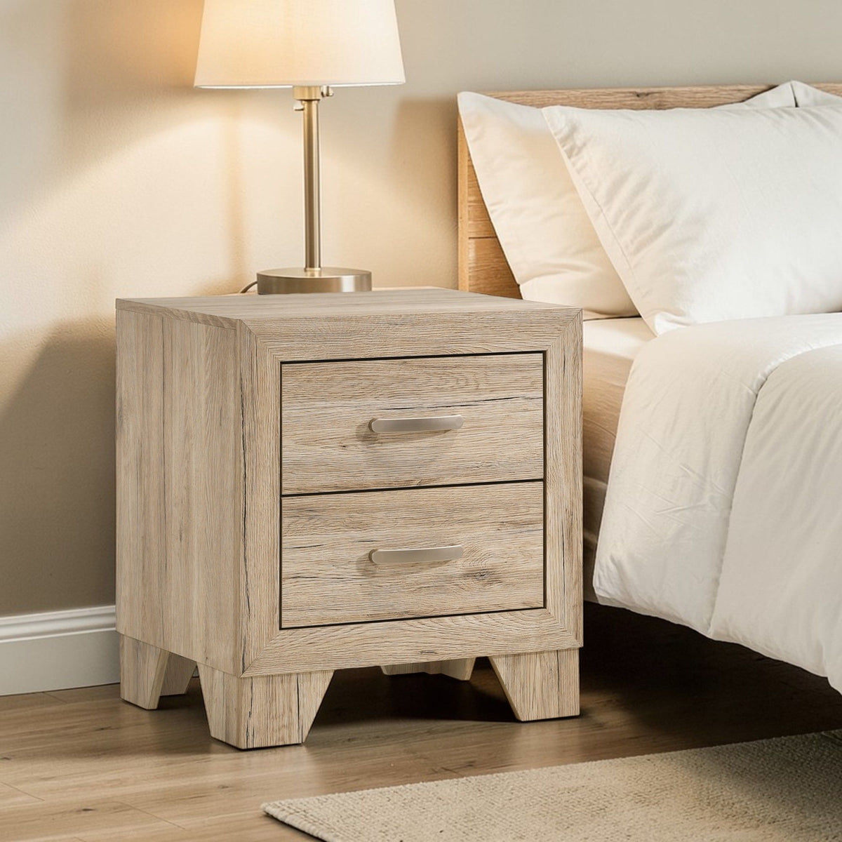 Urban Nest Elegant Wood Nightstand with Durable Drawers - view 2
