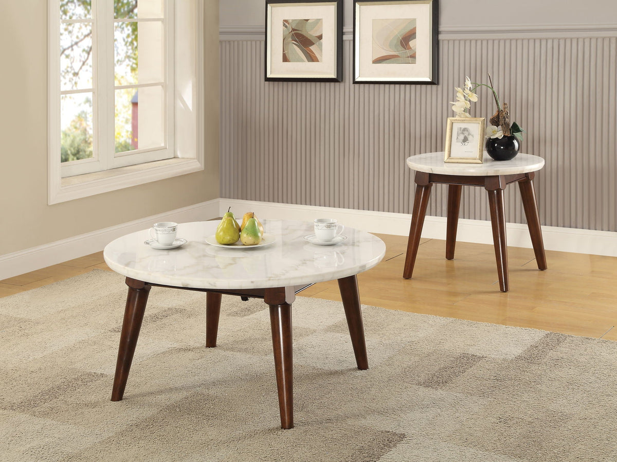 Gasha - Coffee Table - White Marble / Walnut - Best Buy Furniture