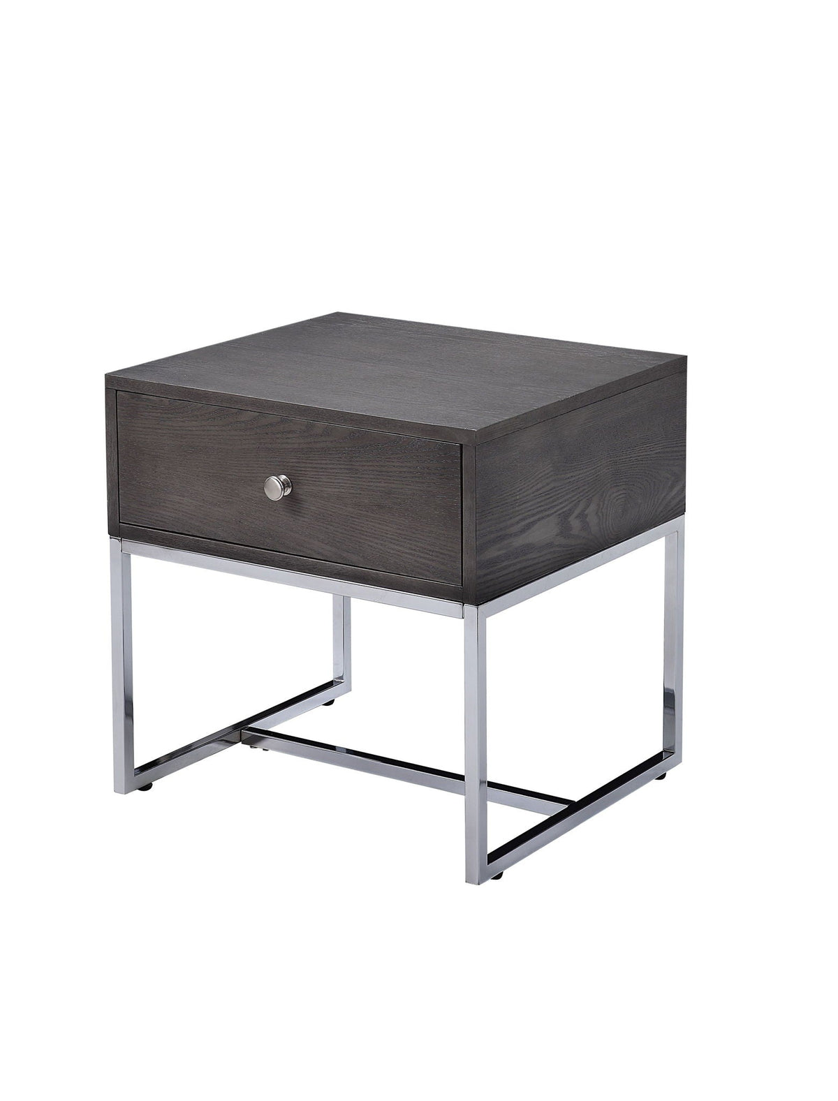 Iban - End Table - Gray Oak / Chrome - Best Buy Furniture