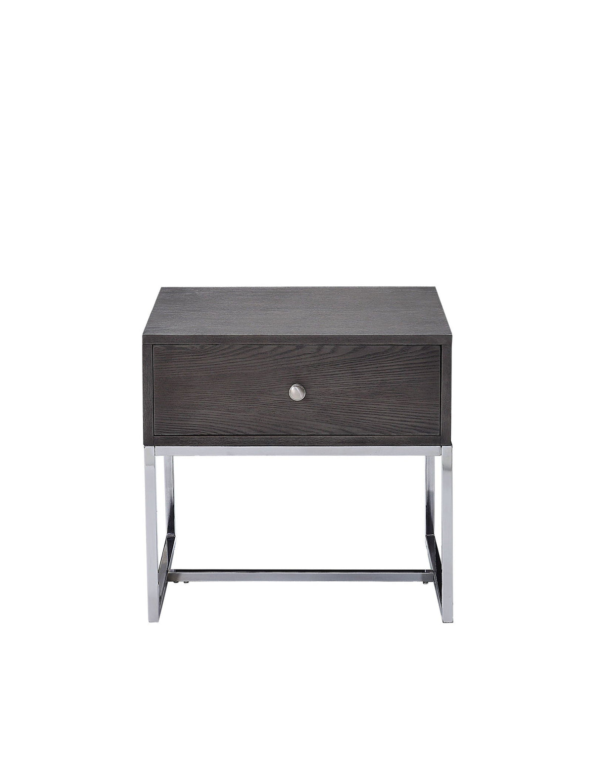 Iban - End Table - Gray Oak / Chrome - Best Buy Furniture