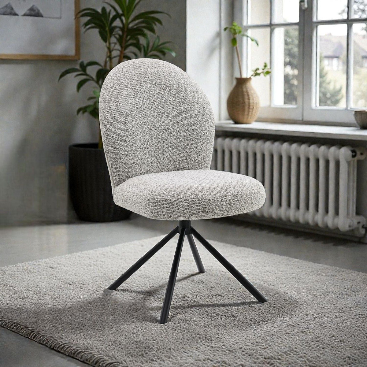 Urban Nest Gray Swivel Side Chair Set with Boucle Fabric - view 4