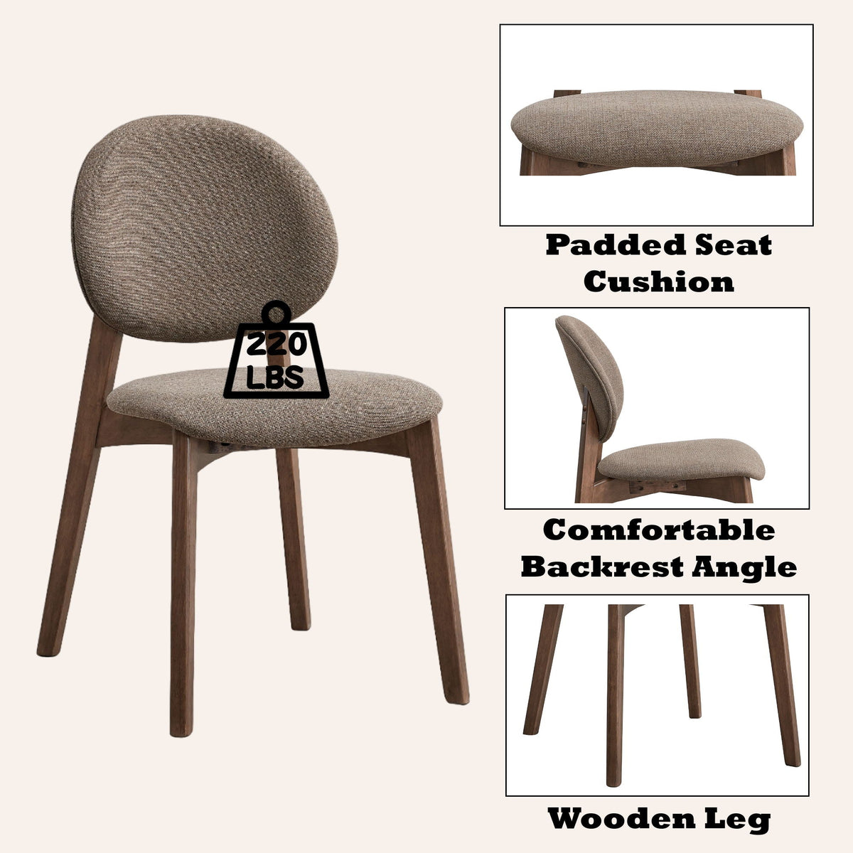 Urban Nest Hadasa Side Chair Set of 2 with Elegant Upholstery - view 3