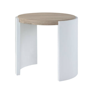 Urban Nest High Gloss End Table with Thick Tabletop in Light Brown