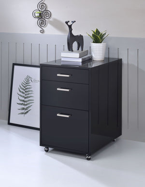 Urban Nest High Gloss Filing Cabinet with Fully Assembled Construction in Black