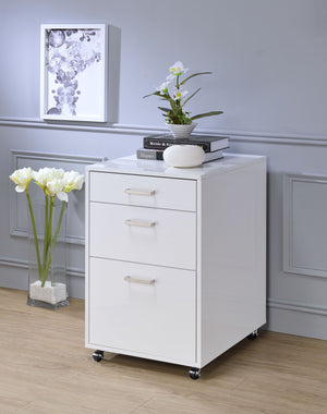 Urban Nest High Gloss Filing Cabinet with Fully Assembled Construction in White
