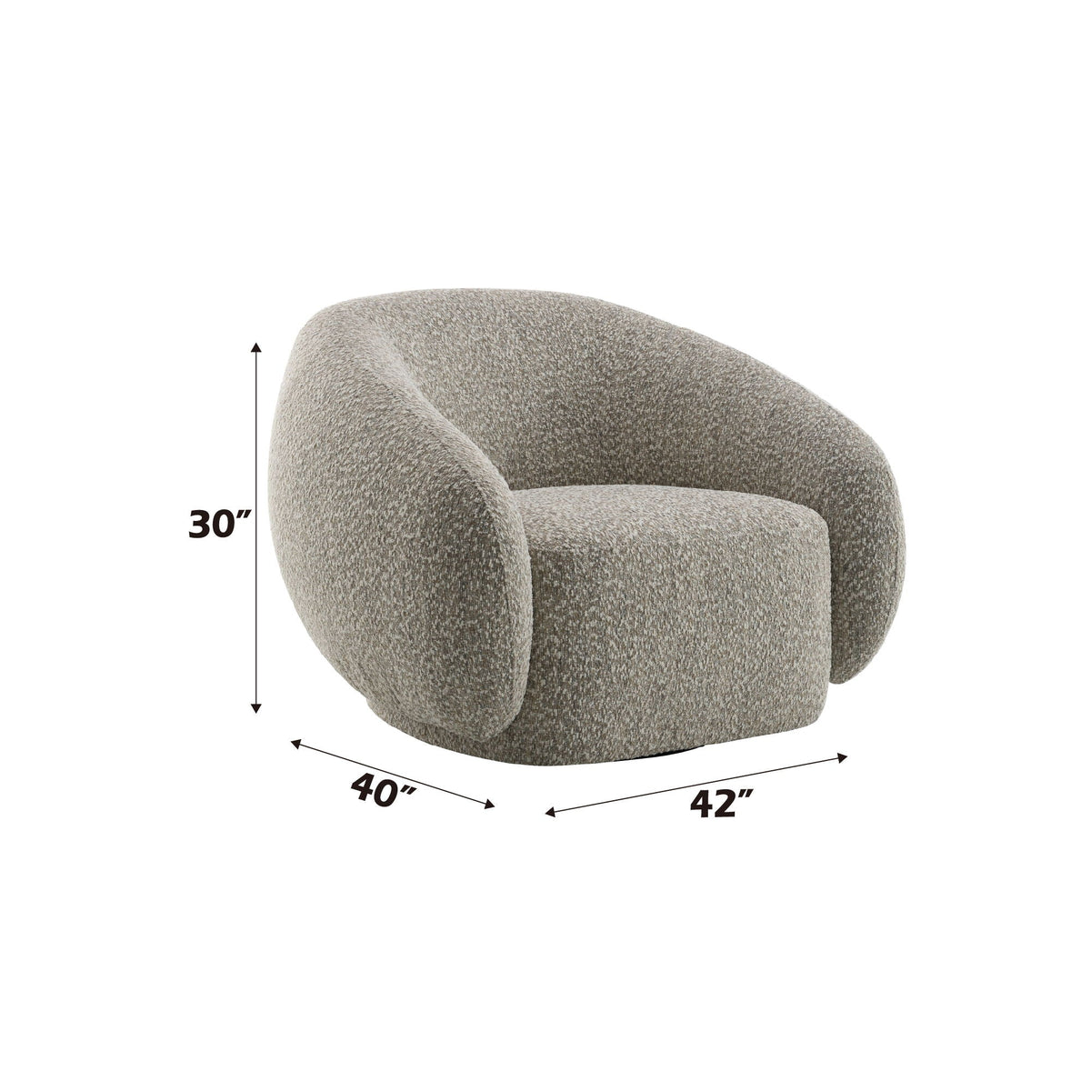 Urban Nest Isabel Swivel Chair with Bouclé Upholstery and Wooden Frame - view 3