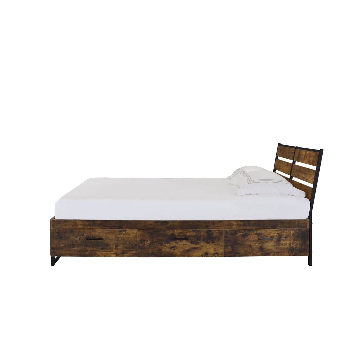 Urban Nest Juvanth Rustic Bed King Panel with Under Bed Storage Option