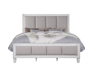 Urban Nest Katia Upholstered Bed with Plush Headboard in Gray