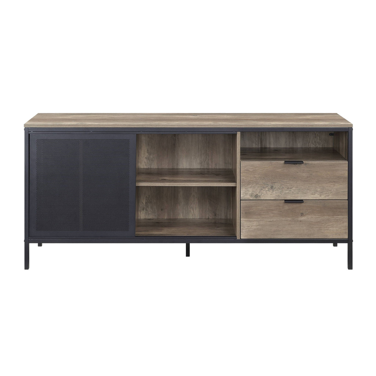 Urban Nest Light Brown Rustic TV Stand with Metal Frame - view 4