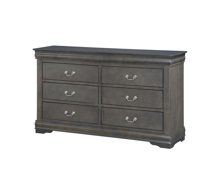Urban Nest Louis Philippe Bedroom Dresser with Sleek Design in Dark Gray