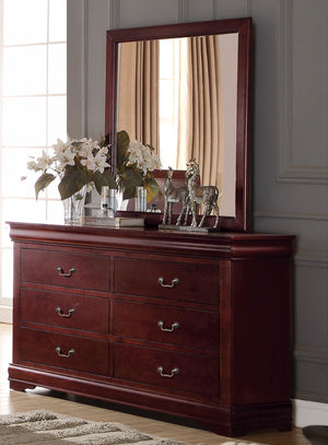 Urban Nest Louis Philippe Bedroom Mirror with Elegant Wood Frame in Dark Brown
