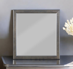 Urban Nest Louis Philippe Bedroom Mirror with Elegant Wood Frame in Dark Gray