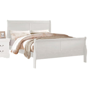 Urban Nest Louis Philippe Sleigh Style Bed with Classic Wood Construction in White - view 2