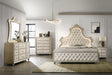 Urban Nest Lucienne Upholstered Bed with LED Lighting in Beige