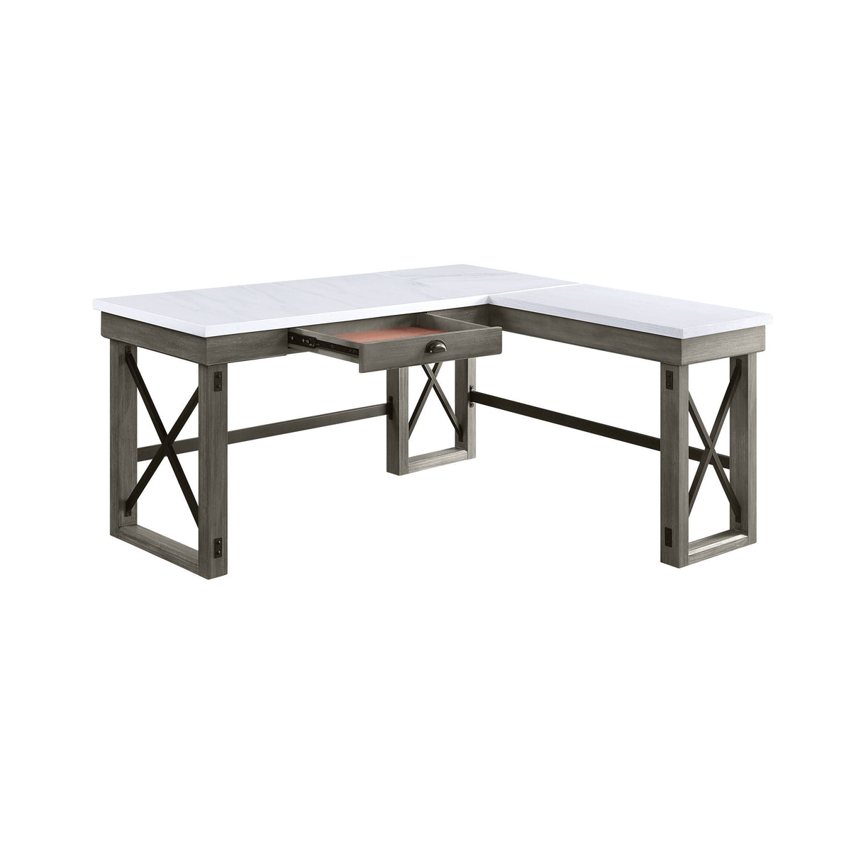 Urban Nest Marble Top Corner Desk with Lift Top Storage