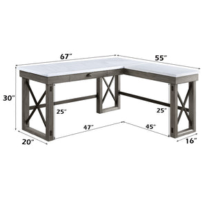 Urban Nest Marble Top Corner Desk with Lift Top Storage - view 2
