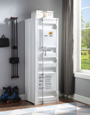 Urban Nest Metal Cargo Wardrobe with Industrial Lock in White