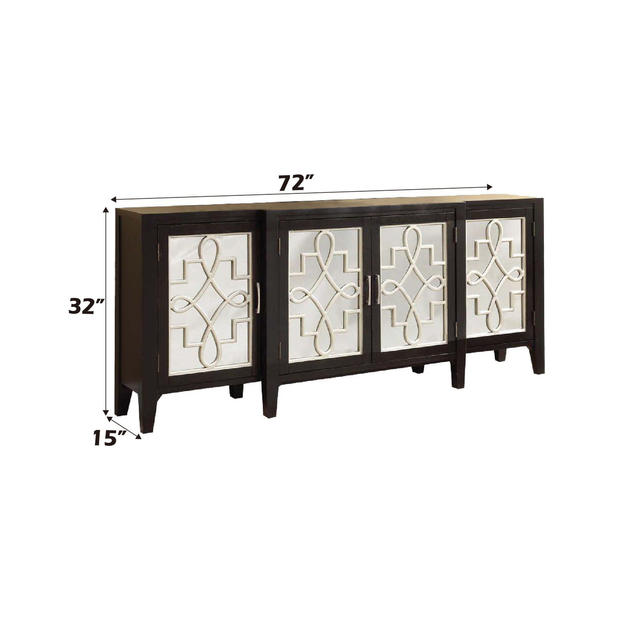 Urban Nest Mirrored Accent Console Cabinet with Solid Wood Legs