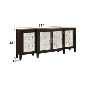 Urban Nest Mirrored Accent Console Cabinet with Solid Wood Legs