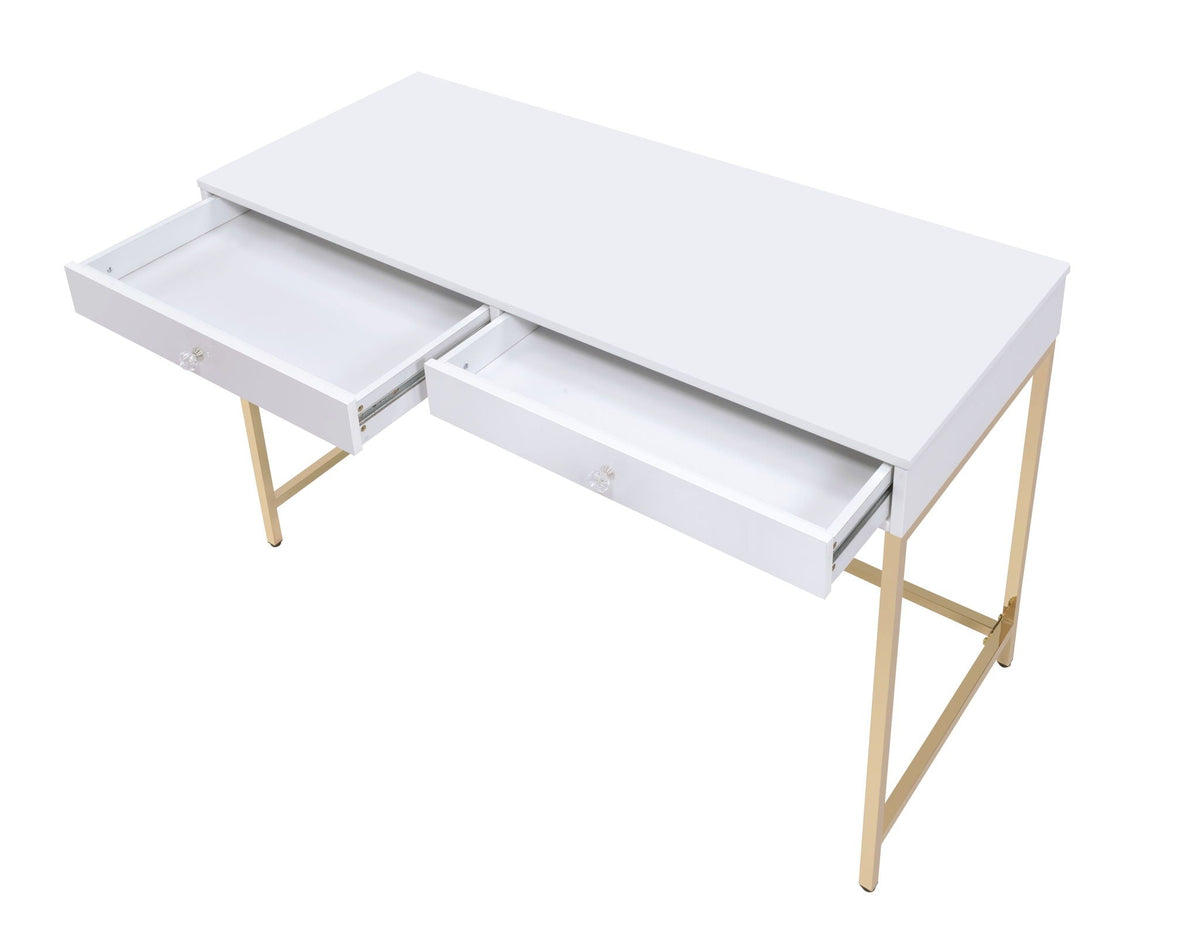 Urban Nest Ottey High Gloss Writing Desk with Metal Legs - view 2