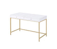 Urban Nest Ottey High Gloss Writing Desk with Metal Legs in White