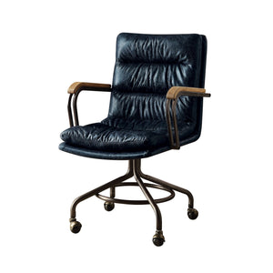 Urban Nest Retro Top Grain Office Chair with Swivel Function in Blue