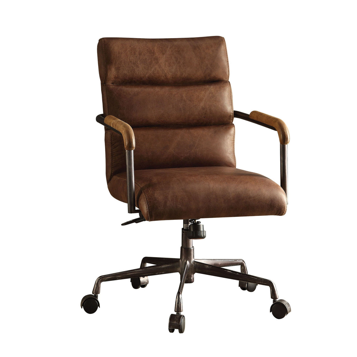 Urban Nest Retro Top Grain Office Chair with Swivel Function in Light Brown