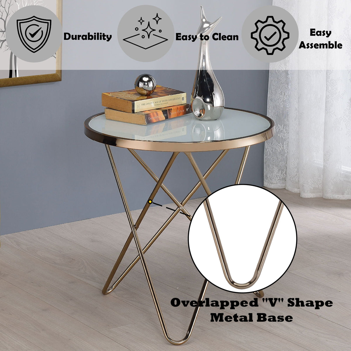 Urban Nest Valora Glass Coffee Table with Smoky Glass Top - view 5