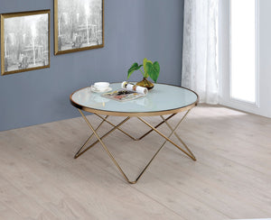 Urban Nest Valora Glass Coffee Table with Smoky Glass Top in White