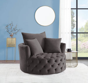 Urban Nest Velvet Swivel Accent Chair with Button Tufting