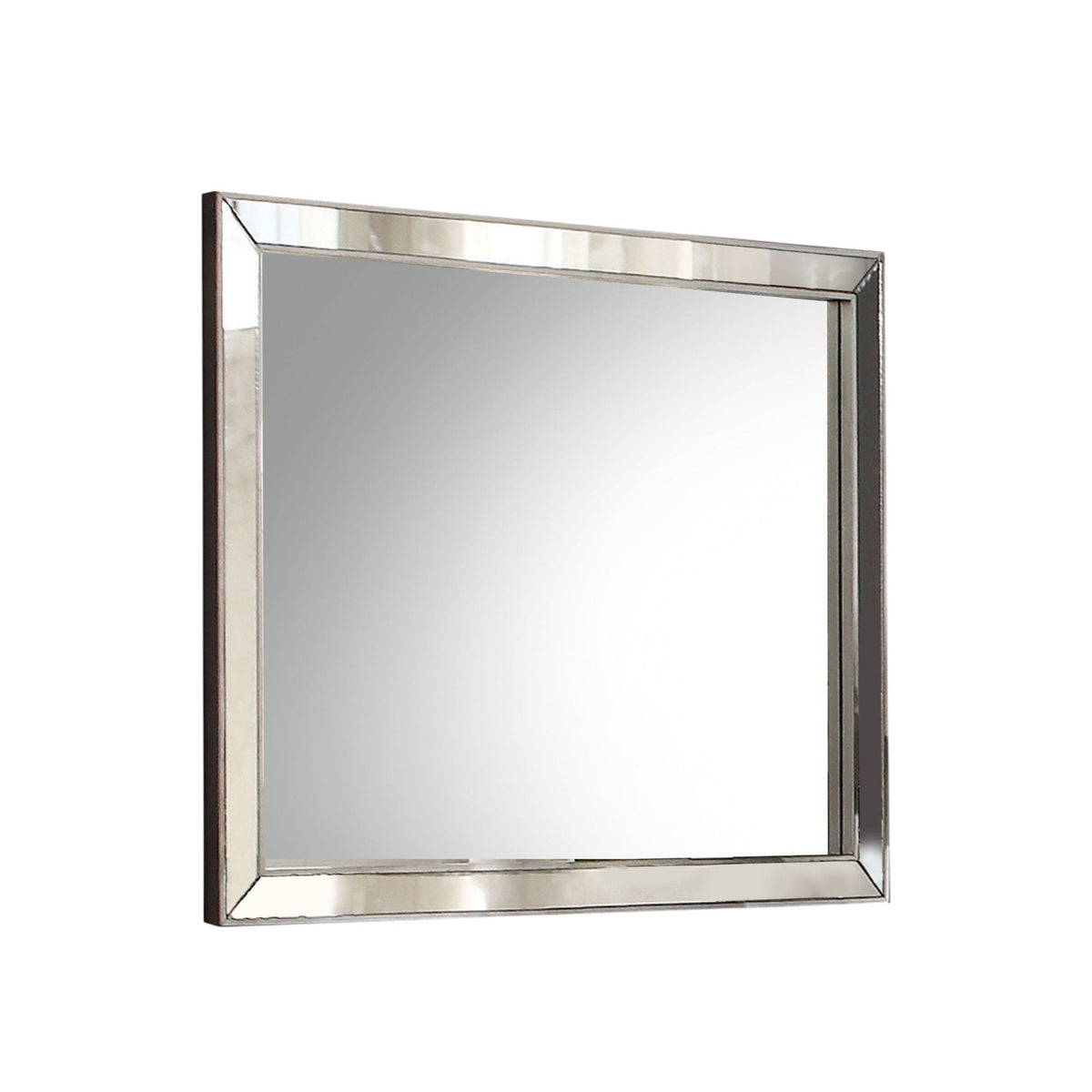 Urban Nest Voeville II Silver Wall Mirror with Wood Frame - view 4