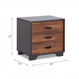 Urban Nest Walnut Espresso Accent Nightstand with Three Drawers - view 3
